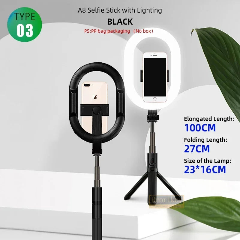 Portable 4-in-1 Selfie Stick with Tripod & LED