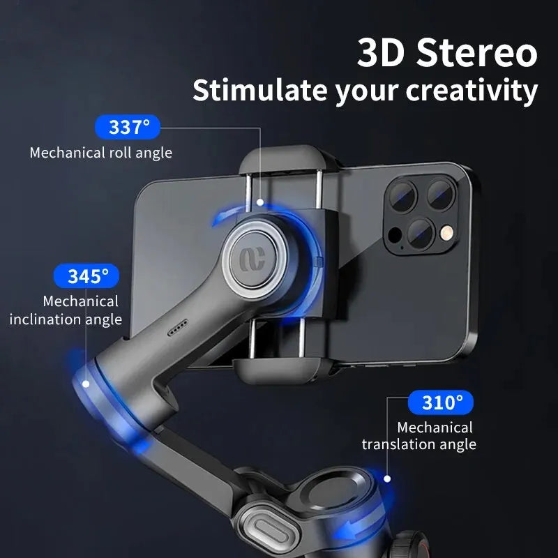 3-Axis Handheld Gimbal Stabilizer with Tripod | Anti-Shake Smartphone Mount