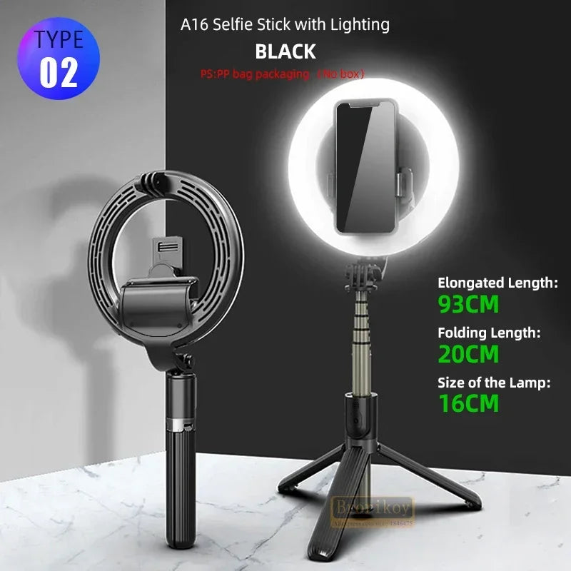 Portable 4-in-1 Selfie Stick with Tripod & LED