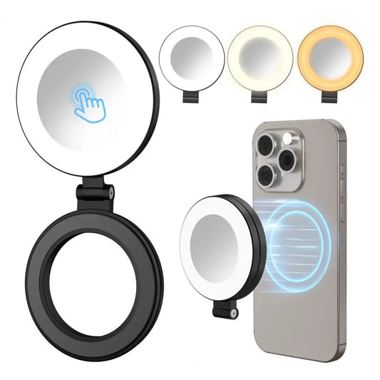 Magnetic Selfie Light Rechargeable LED Selfie Ring Light for Magsafe with Brightness Adjustable Portable LED Phone Fill Light for All Phones Selfies/Photography/Zoom/Video Conference/Vlogging Black
